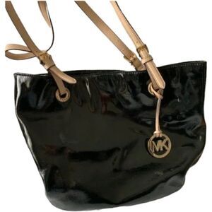Michael Kors Jet Set Black Patent Leather Tote